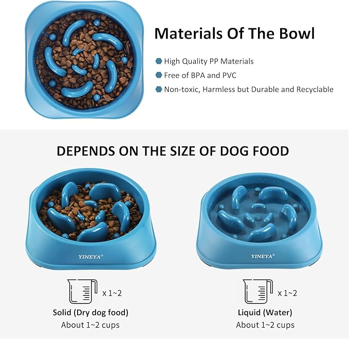 2PCS Slow Feeder Dog Bowls, Pet Supplies That Slow Down Eating, Pet Food Bowls, Maze Dog Puzzle Feeder for Medium Breed
