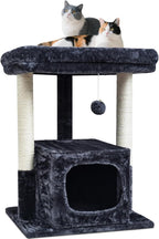 SYANDLVY 27IN Cat Tree for Indoor Cats Large Adult, Modern Activity Tower with Scratching Posts, Condo with Plush Perch, Climbing Stand with Spring Ball for Play, Smoky