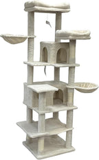 Montary 68" Multi-Level Tall Cat Tree Tower: with Removable Cushion, Hammock, Cozy Cat Nest, Interactive Toy& Comfortable Fabric,Beige