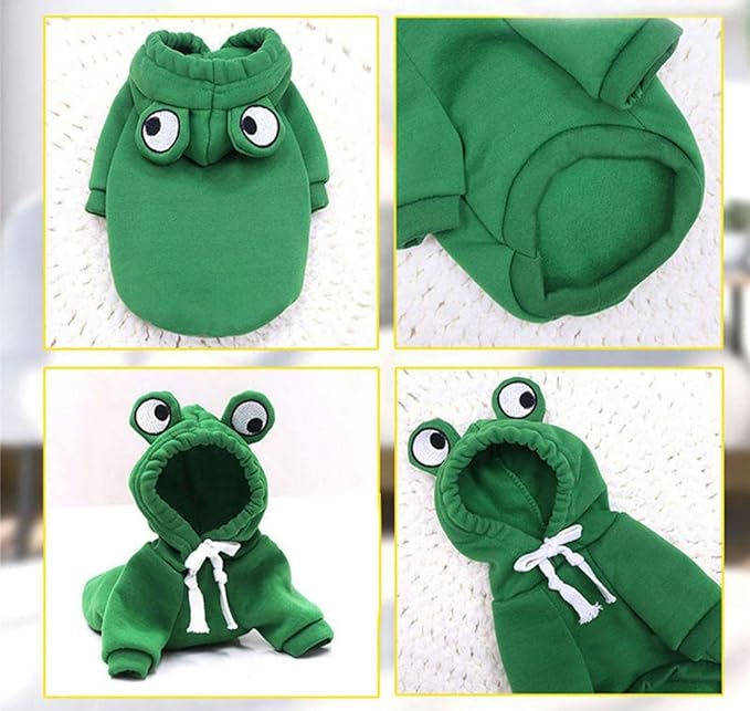 Warm Dog Winter Clothes Cute Fruit Dog Coat Hoodies Fleece Pet Dogs Costume Jacket for French Bulldog Chihuahua Ropa para Perro(Green,L)