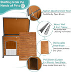 Feral Dog Heated House Outdoor,Anti Bite Iron Frame Dog Kennel,Wood Warm Pets Home,Insulated Weatherproof Outside Shelter for Feral Animal (43.3" (L) x 29.4" (W) x 33.4" (H)-Brown-in)