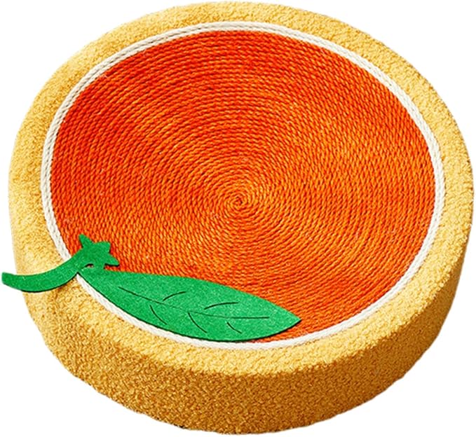 Cat Scratcher Bed Lounge Round Anti Slip Bottom 40cm Mat Cat Scratch Pad for Indoor Cats to Play, Rest, Grind Kitten Training, Orange
