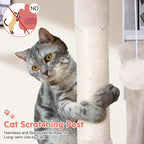 Cat Tree with Scratching Post,Cat Tower House for Indoor Large Adult Cats Kittens,21" Multi-Level Activity Cat Cando Furniture,Beige