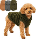 Tuff Pupper Fleece Dog Hoodie Sweater | Teddy Sherpa Outer & Soft Polar Fleece Lining | Adjustable Fit Winter Coat with Hood, Leash Hole, Ribbed Cuffs | For Small Medium Large XL XXL Dogs (Olive, XXS)