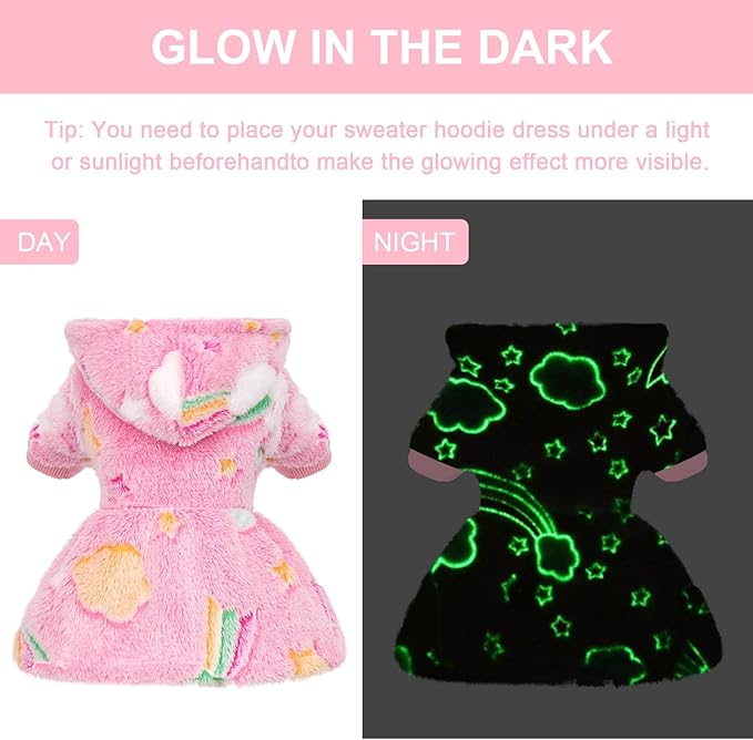 Dog Sweater Fleece Dog Hoodie Winter Puppy Clothes for Small Dogs Boy Girl Pet Hoodies Cold Weather Doggie Coats Fall Doggy Sweatshirt for Chihuahua Yorkie Cat Sweater Costume, Pink Rainbow, XXS