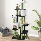Erinnyees Cat Tree, 71.3 Inches Cat Tower for Indoor Cats with Panda Design, Spacious Cute Kitty Condo with Sisal Scratching Post, Cozy Hammock and Multi-Level Platform, Stylish Pet Furniture