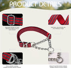 Martingale Dog Collar with Reflective Padded Strap, Anti-Choke & No-Pull Design Dog Collars with Heavy-Duty Chain, Perfect for Medium Large Extra Large and XXL Dogs (Red M)