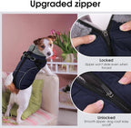Dog Coats for Large Dogs, Dog Puffer Jacket with Harness Built in, Pet Warm Winter Vest, Dark Blue L