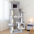 64in Multi-Level Cat Tree for Indoor Cats - Plush Gray Cat Tower with Hammock, Sisal Scratching Posts & Cozy Cat House, Ideal for Multiple Cats, 5-Level Cat Furniture with Dangling Toy