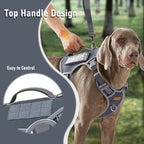 Gray Tactical Dog Harness for Large Dog Breeds, No Pull Adjustable Pet Harness with Handle, Reflective K9 Military Service Dog Vest for Walking Hiking Training, Gray, XL