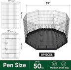 PJYuCien Dog Playpen with Bottom Pad - Metal Foldable Exercise Pen, 8 Panels 36" H x 24" W Indoor Outdoor Pet Fence Puppy Crate Kennel, Black