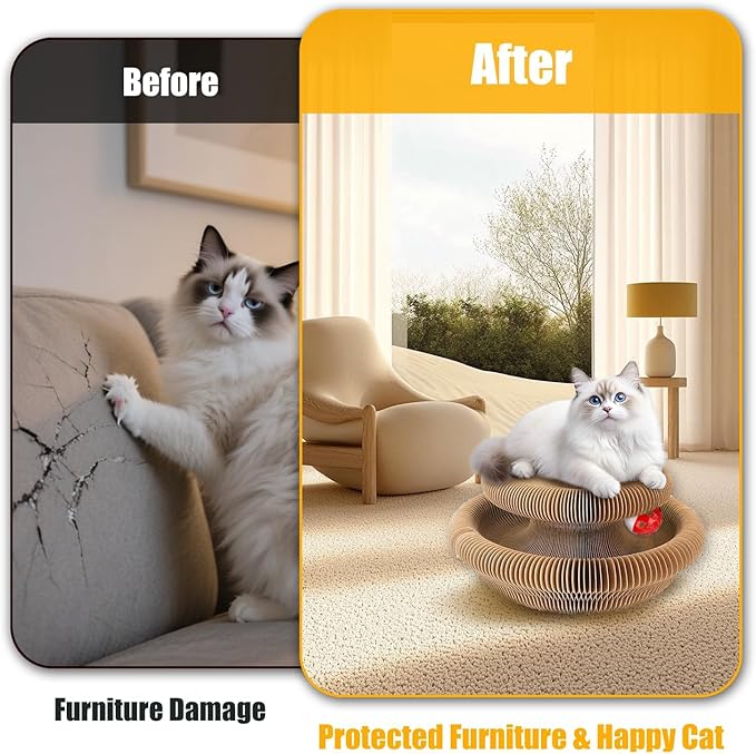 2-ck Cat PaScratcher Toy - Magic Organ Cat Scratching Board with Bell Balls for Indoor Cats Magic Organ Cat Scratcher Interactive Cardboard Cat Toy Scratcher Furniture Protection