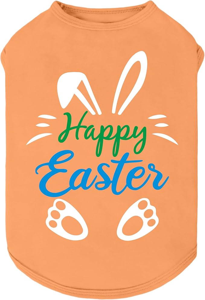 Fitwarm Happy Easter Bunny Dog Shirt, Easter Dog Clothes for Small Dogs Boy Girl, Cute Pet Outfit, Green, Blue, White, Orange, XL