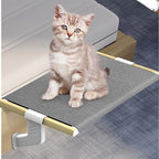 Cat Bed Window Sill Perch,Adjustable Cat Bedside Hammock Metal Frame Kitten Shelf Windowsill for Indoor Large Heavy Cats No Drilling Window Sill Extender for Pets (White, M)