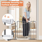 29"-40" Baby Gate for Stairs, Auto Close Stroller Friendly Dog Gate Indoor for Doorways, Pressure Mounted Baby Gate, Easy Walk Through Gate for Children & Pets, Grey