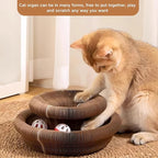 Kitty Kurlz Cat Toy, Magic Organ Cat Scratch Board, Compact Cats Accordion Toy, Foldable Interactive Cardboard Cat Scratcher Pad Toys with 1 Bell Balls for Indoor Cats