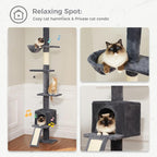 PETEPELA Floor to Ceiling Cat Tree, Cat Tower 5 Tiers Tall (83-108 Inches) Adjustable Height, Cat Climbing Tree Featuring with Condo, Scratching Post and Perches for Indoor Cats, Daek Grey