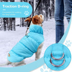 Winter Warm Dog Jacket for Small Medium Dogs Cat Cold Weather Coats with Harness Paded Dogs Fleece Vest Waterproof Windproof Dog Snow Jacket Pet Puppy Clothes (Blue,L)