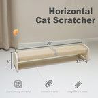 Meeyoview 30" Horizontal Scratching Post, Sisal Cat Scratcher with Spring Toy, Large Floor Mount Scratching Pad, Furniture Protector for Indoor Cats, Oval