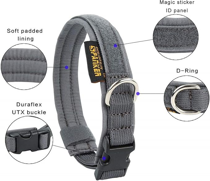 EXCELLENT ELITE SPANKER Nylon Puppy Dog Collar Adjustable Soft Padded Collar Heavy Duty Quick-Release Buckle Lightweight No-Choke for Small Medium Dogs