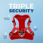 Best Pet Supplies Voyager Adjustable Step-in Flex Breathable Mesh Dog Harness for Small Medium Large Dogs Leash Set (Red), S