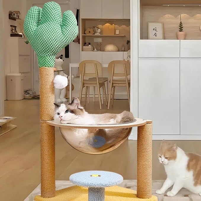 Cat Climbing Tree | Cactus Cat Tree Playhouse,Interactive Cat Tree Playhouse, Removable Cat Climber Stand with Space, Scratching Posts, Balls for Small Large Cats