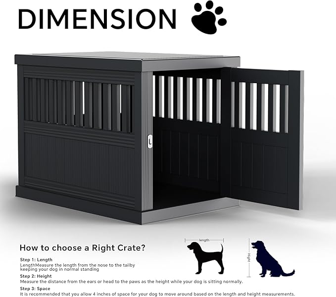 Indoor/Outdoor Dog House, Waterproof Durable Plastic with Locking Door, Ventilation and Raised Floor Design, Easy Assembly, Suitable for Small to Medium Dogs, Gray, 29.65”x 21.34” x 25.28”