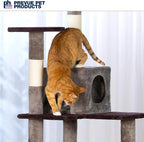 Prevue Pet Products Cat Tree Extra Tall 60in Multilevel Durable Cat Scratching Post & Jumping Platform Space Saving Cat Condo Pet Play House and Hideaway for Indoor Cats, Purple