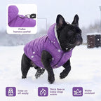 Fleece Hoodie for Dogs - Windproof Waterproof Coat, Winter Warm Jacket, Cold Weather Pet Apparel Clothes Vest for Small Medium Dogs (S, Purple)