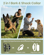 2-in-1 Bark & Shock Collar - Color Screen Dog Training Collar with Beep/Vibration/Shock/Anti Bark 4 Modes, 3300FT E Collar with Remote for Small Medium Large Dogs, IP67 Waterproof Rechargeable