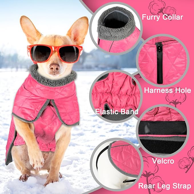 Fragralley Dog Winter Coat, Waterproof Windproof Reflective Fleece Jacket with Harness Hole, Warm Snow Vest for Small Medium Large Dogs, Ideal Gifts