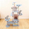 Blue 71 Inch Flower Cat Tree Tower, Cat Tower for Indoor Cats Large Adult, Multi-Level Cat Tree with Scratching Posts, Hammock, 2 Condos and a Large Top Perches for Indoor Cats