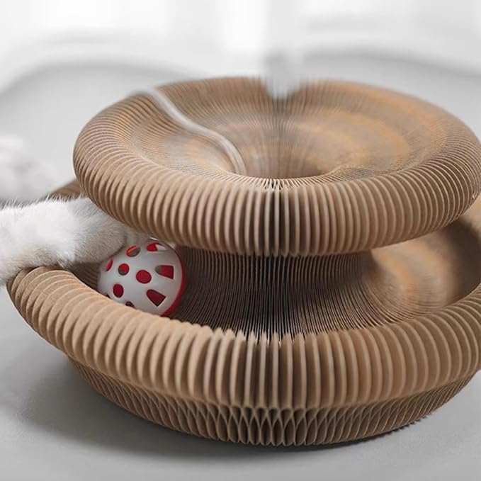 Cat Scratcher, Cat Toy, Reversible Infinity Style Magic Organ, Made of Recyclable Corrugated Cardboard, Scratch-Resistant and Abrasion-Resistant, Foldable Cat Toys for Indoor Cats