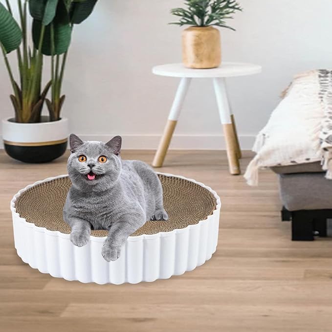 Cat Scratcher Cardboard,Cat Scratching Lounge Bed,Furniture Protection nest Cat Scratch Pad, Cat Cardboard Pad for Indoor Cats Training, White