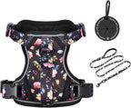 Petmolico Dog Harness for Small Dogs, Cute Harness Vest with Two Leash Clips and Soft Handle, Reflective Easy Walk Puppy Vest - Black Peach, Small