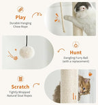 Made4Pets Cat Tree, Modern Cat Tree Tower for Indoor Cats - 65" Tall Wood Condo with Hammock, Scratching Post and Removable Pads for Small Large Cats, Beige