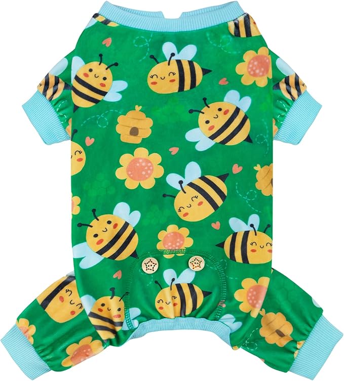 KYEESE Dog Pajamas Stretchy Pet Coat Dogs Clothes Dog Pajamas Small Sized Dogs Little Bee Pets Onesie Velvet Pets Pjs Soft Doggie Jammies Comfy Puppy Onesie Pet Costume, Small