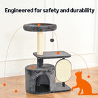 Amazon Basics Cat Tree Tower, Solid Steel Frame with Removable Scratching Pad, Gray, 32 Inches