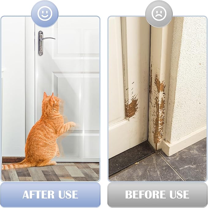 400'' x 8.3'' Door Scratch Protector from Dog Scratching, Anti Scratch Guard Deterrent Tape, Ultra Durable Pad for Cats Dogs, Door Frame Protector for Screen Door, Window, Wall, Chari Leg
