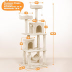 Yaheetech Cat Tower, 70.5in Cat Tree for Indoor Cats, Multi-Level Climbing Tree w/Condo & Plush Perches, Large Cat Play House Scratching Post for Kitten Beige