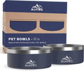 ALPINE Set of 2 Stainless Steel Dog Bowls, Non Slip, Metal Pet Bowl for Food and Water, Double Walled Insulated, Rustproof, Dishwasher Safe (32 oz, Navy)