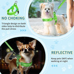 SlowTon No Pull Small Dog Harness and Leash Set, Puppy Soft Vest Harness Neck & Chest Adjustable, Reflective Lightweight & Anti-Twist Pet Lead Combo for Small Medium Dogs (G- Front Clip,S)