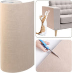 Cat Scratch Furniture Protector, 78.7"x15.8" Cat Scratching Mat, Trimmable Self-Adhesive Cats Claws Scratch Pads, DIY Carpet Mat Replacement for Cats Tree, Cats Wall Shelves, Khaki