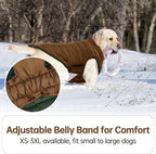 Lelepet Reversible Dog Coat Waterproof Dog Jacket Windproof Puffer Vest for Winter Warm Lightweight Coats for Small Dogs Adjustbale Hook & Loop Pet Apparel with Leash Hole, Pug, Brown, M