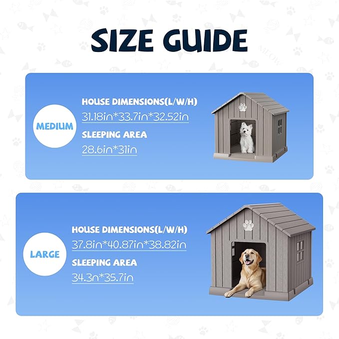 VIXZEN Dog House Outdoor, 31 Inches Weatherproof Resin Dog House Indoor Large with Air Vents & Elevated Floor, Doghouse Outdoor for Large Dogs, Easy Assembly, Versatile Storage Functionality, Grey