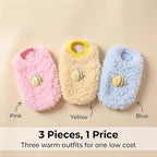 FLAdorepet 3 Packs Teacup Dog Cat XXS Clothes for Chihuahua Yorkie,Winter Warm Fleece Puppy Pet Clothes Sweater Shirt Vest for Mini Newborn Extra Small Dogs (3 Packs, XXXS(Pet Under 1LBS))