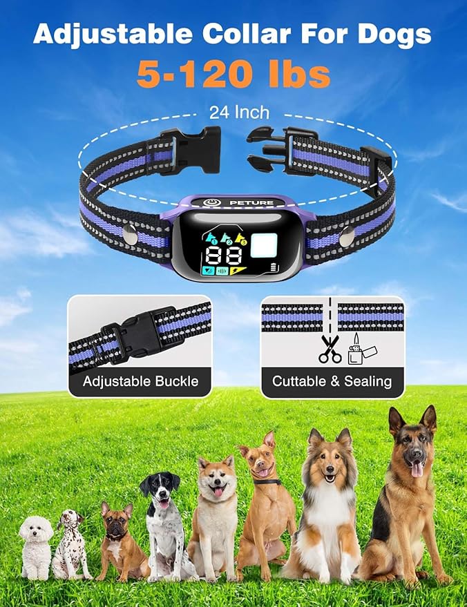 Dog Training Collar with Remote - 3300Ft & IP67 Waterproof Dog Training Collar with Beep Vibration Static & No Static Modes, Shock Collar for 5-120lbs Small Medium Large Dogs, Security Lock,Flashlight
