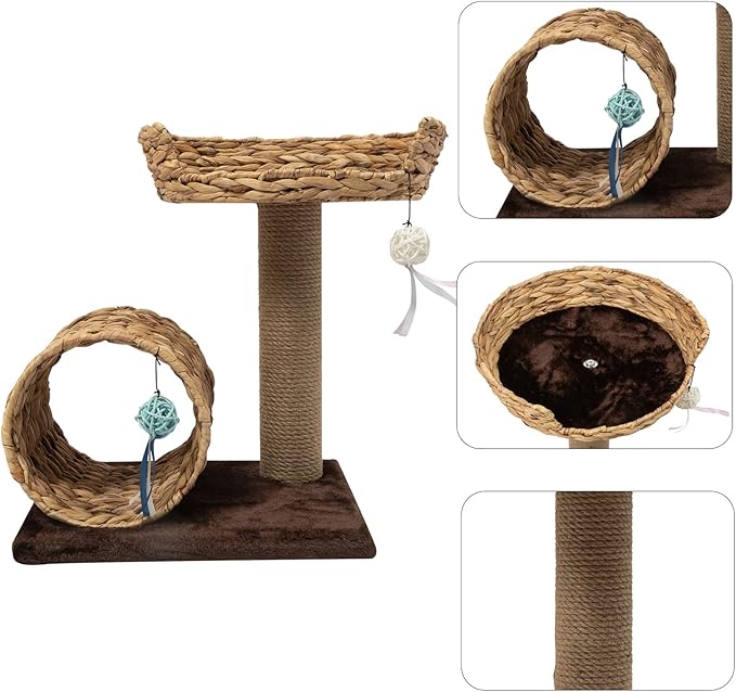 Cat Tree, L15.7*W12.2*H19.7in Cat Climbing Tower for Indoor Cats, Multi-Layer Cat Condo with Cat Nest, Cat Tunnel, Scratching Post, Holds 12kg/36.5lbs