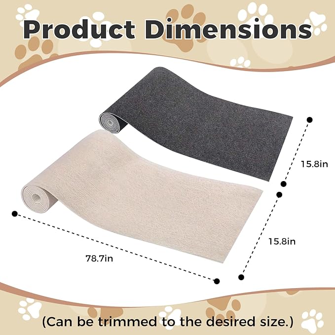 huraty 2 Pcs Cat Scratching Mat, Trimmable Cat Scratchers Furniture Protector Scratching Pad Cover Replacement for Cat Climbing Post Tree Sofa Couch Wall, Beige 78.7"x15.8"