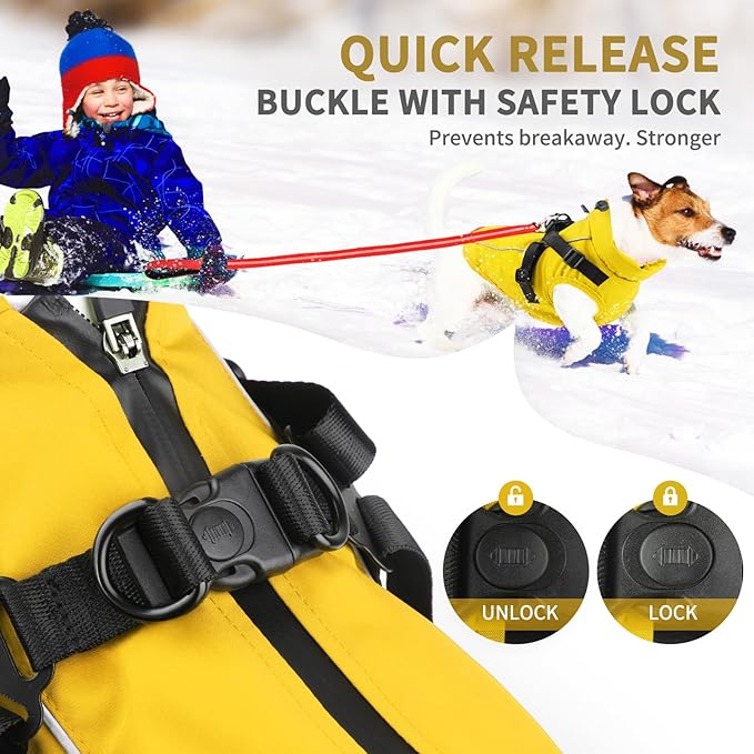 Dog Winter Coat Reflective Water-Resistant Jacket, Fleece Lined Windproof Puppy Coat with Back Zipper & D-Ring, Cold Weather Dog Coats for Small Medium Dogs (L, Orange)